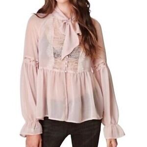 Free People Shirt Womens Small Oversized Dusty Pink Boho Cottagecore Whimsical